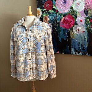 Pacific Trail Blue Beige Plaid Shacket/Jacket Coat Women's Size Large